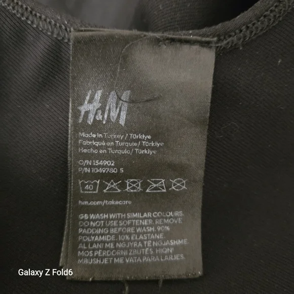 H&M Sport‎ Black Ribbed Hem Crop Tank Top Stretch Nylon Blend Women’s L - Picture 4 of 6